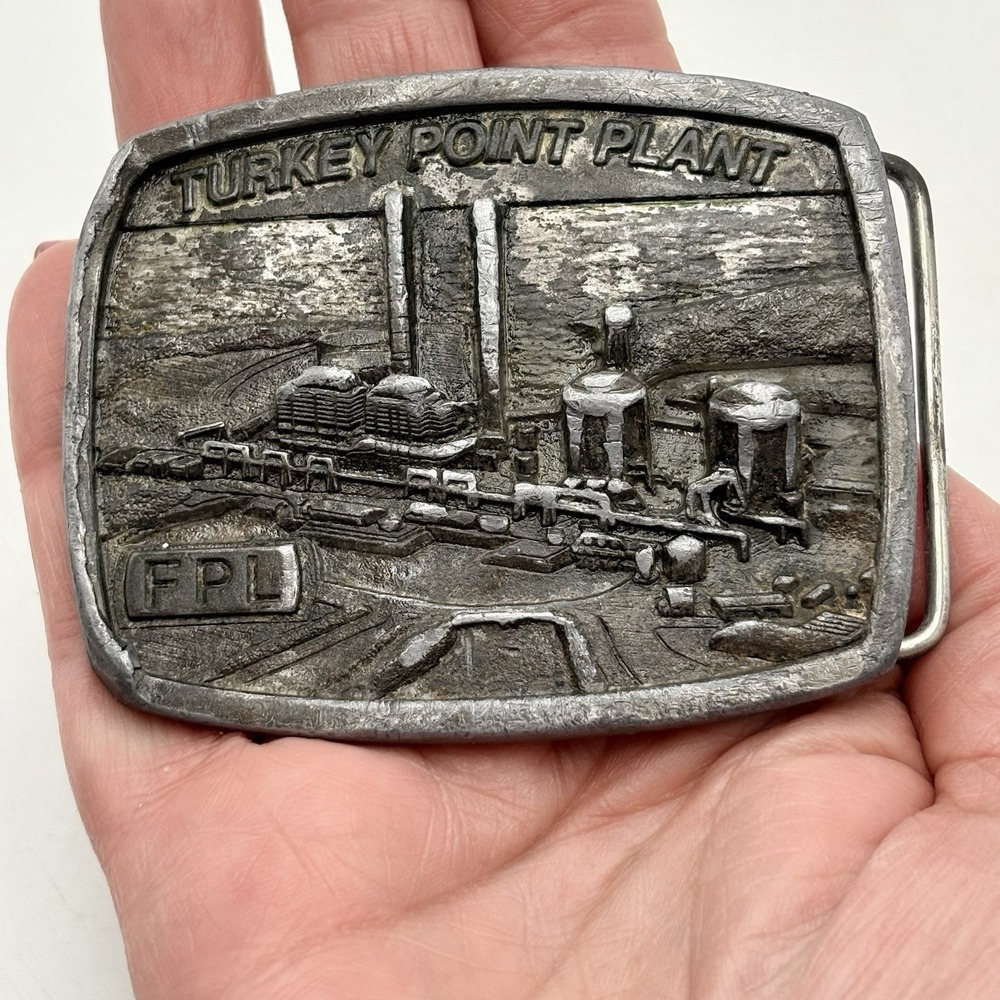 Turkey Point Plant Belt Buckle Florida Power & Light Company 1985 Pewter READ